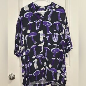 Purple Mushroom Print Shirt